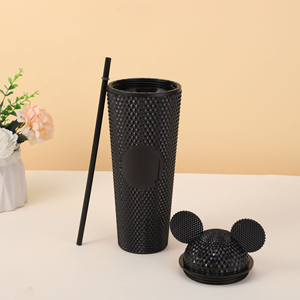 Tazza da viaggio da stadio in plastica a doppia parete con coperchio in paglia per bambini e ritorno a scuola - Product Image 2