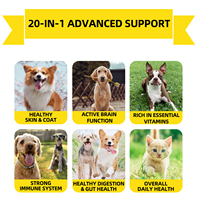 Complément alimentaire quotidien 20-en-1 pour chiens : 100 friandises à mâcher multivitaminées saveur bœuf pour l'immunité, la santé intestinale, les articulations, le foie, la peau et le pelage, avec Oméga-3