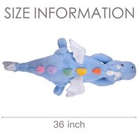 Peluche Dragon Dormant Arc-en-ciel Bleu de 36 Pouces, Grande Peluche Dragon Douce pour Chiens et Chats