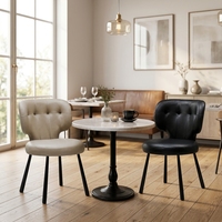 Chaise de salle à manger moderne à dossier ailé capitonné, structure en acier, revêtement durable en similicuir/velours PU imperméable, écologique pour la maison