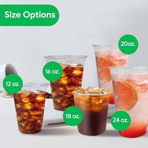 Gobelets jetables en PET de 98 mm avec couvercles, impression de logo personnalisé, pour boissons froides, thé à bulles et café, 16 oz, transparents, vente en gros - Product Image 6
