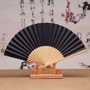 Éventail de mariage de 21 cm prêt à être expédié, éventail pliant vierge en bambou et tissu, idéal pour les cadeaux de mariage - Product Image 1