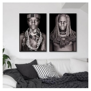 Décoration de la maison <span class=keywords><strong>noir</strong></span> <span class=keywords><strong>et</strong></span> <span class=keywords><strong>blanc</strong></span> salon toile peinture mur photos quadro cuadros femmes africaines homme mur Art <span class=keywords><strong>Portrait</strong></span> - Product Image 5