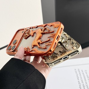Coque de téléphone tendance en carton pailleté motif renne de Noël pour iPhone 16 Plus 17 Air Pro Max, antichoc, protection arrière - Product Image 4
