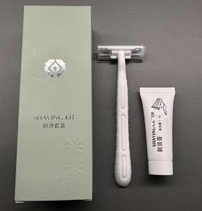 Çevre dostu özel tek kullanımlık jilet ve tıraş kremi seti seyahat ve otel kullanımı için paslanmaz çelik ikiz bıçak - Product Image 5