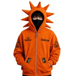 Premium Black Spiked Orange Hoodie <b>Jacket</b> <b>Gothic</b> Punk Zip Up Hoodie Custom 3D Spike Hood Sweatshirt for Men & Women - Product Image 3