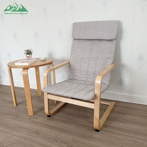 Wayon Modern Wooden Living Room <strong>Chair</strong> with Soft Blue Upholstery and Ergonomic High Backrest for Home Decor - Product Image 4
