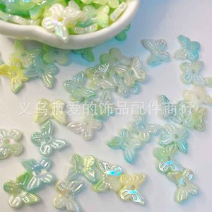 Cuentas de mariposa iridiscentes de dos tonos, hechas a mano, para horquillas, pulseras, colgantes, accesorios de joyería, venta al por mayor - Product Image 1