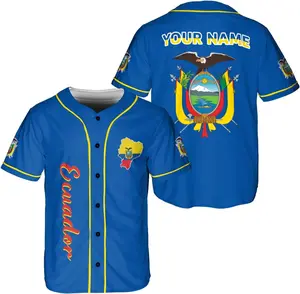 Personalized Custom Name Ecuador Flag Baseball Jersey Shirt Unisex Breathable Ecuadorian Football Soccer Jersey
