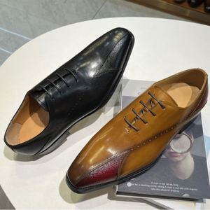 Chaussures Oxford pour hommes en cuir véritable de haute qualité, grande taille, formelles et décontractées, à bout carré, imperméables et respirantes - Product Image 2