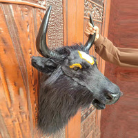 Masque de tête de vache fait main, réaliste, en fourrure, modèle animal creux et rigide pour Halloween, cosplay ou décoration murale