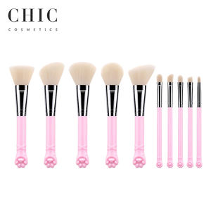 Nouvel arrivage de pinceaux de maquillage professionnels en nylon mignon chat Concept 10 pièces pinceaux en plastique rose pour correcteur beauté de la femme - Product Image 1