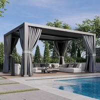 Pergola Gazebo 5x3, structure en aluminium thermolaqué, résistante aux intempéries, pour balcon extérieur, livraison rapide
