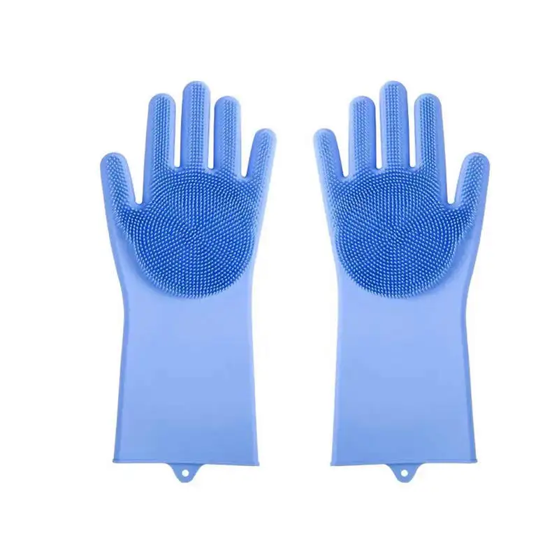 XX sarung tangan gosok spons pencuci piring silikon dapat digunakan kembali, sarung tangan pembersih, spons sarung tangan dapur tahan panas
