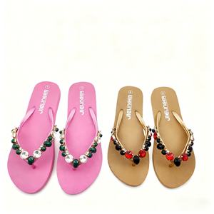 Sandalias de Tiras con Pedrería y Diseño Personalizado Nicecin para Mujer, Chanclas con Suela de PVC Suave Antideslizante para Caminar por la Playa - Product Image 3