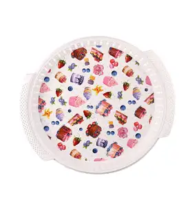 Beautiful Flower Printed Colorful Pp Tray Decorative Plastic Food Eco-friendly Lunch Serving Trays