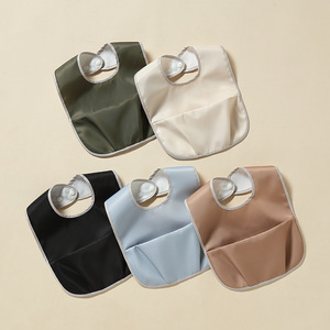 Bavoirs pour bébés de 0 à 4 ans, couleur unie, imperméables, résistants à la saleté, en velours corail épais, écologiques, lavables - Product Image 1