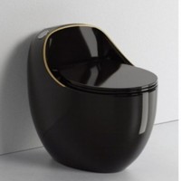 Cuvette de toilette ronde monobloc en forme d'oeuf pour hôtel de luxe, toilette en céramique montée au sol pour salle de bain