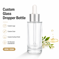 Flacon compte-gouttes en verre transparent de 40 ml avec logo personnalisé pour huile essentielle, parfum, cosmétique, liquide, conteneur de stockage
