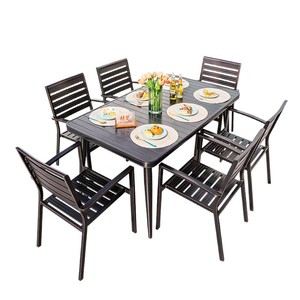 Conjunto de Mesa y Sillas de Aluminio para Exteriores, 6 Plazas, Resistente a la Intemperie, Estilo Escandinavo, Muebles de Patio para Cafetería, Terraza, Balcón - Product Image 1