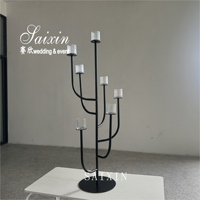 Nouveau support d'arbre noir pour table de mariage, décoration de mariage, centre de table candélabre avec abat-jour