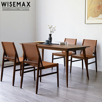 Meubles WISEMAX Mobilier de salle à manger Offre Spéciale Chaise de salle à manger moderne en cuir marron Siège en cuir pour restaurant en bois