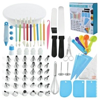 Kit de décoration de gâteaux 66 pièces Bestseller : Plateau tournant, douilles, outils de pâtisserie, poches à douille, stylos – Acier inoxydable