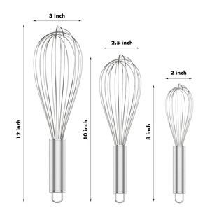 Stainless Steel Egg Beater Set 3 Piece 2 2.5 3 Inch Manual Handheld Kitchen Baking Mixing Tool - Product Image 1