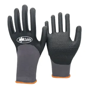 NMsafety EN388 15 sarung tangan busa, sarung tangan dilapisi nitril, sarung tangan konstruksi bisa disesuaikan untuk pekerjaan tangan