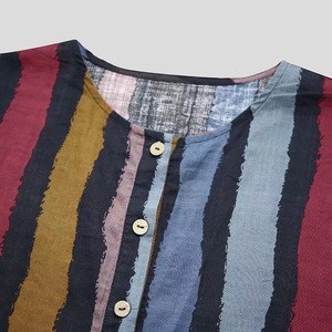 Túnica Musulmana de Algodón Tejido para Hombre, Estilo Transfronterizo, Cuello Mao, Rayas Degradadas, Manga Larga, Hanfu, Estilo de Oriente Medio - Product Image 5