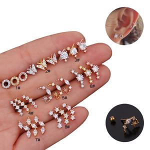 <span class=keywords><strong>Piercing</strong></span> d'oreille en acier inoxydable doré avec zircon cubique, forme papillon, étoile, satellite, barre longue incurvée, pour cartilage, tragus, <span class=keywords><strong>orbital</strong></span>, helix, cadeau, 3 couleurs - Product Image 1