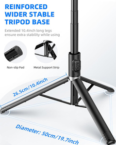 Tré<span class=keywords><strong>pied</strong></span> perche à selfie tout-en-un dissimulé 1,83 m en alliage d'aluminium avec télécommande sans fil et support de téléphone pour vidéo mobile - Product Image 2