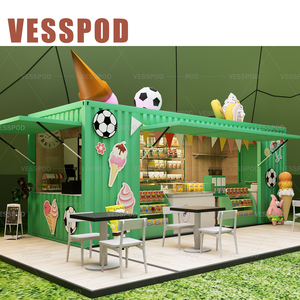 Contenedor de Envío Personalizado de 20 pies con Estructura de Acero Galvanizado, Quiosco de Comida, Cafetería Móvil Prefabricada, <span class=keywords><strong>Tienda</strong></span> de Helados Portátil Moderna - Product Image 2