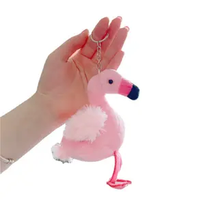 Grosir Oem lucu lembut indah liontin kartun Flamingo boneka mainan mewah gantungan kunci untuk anak-anak