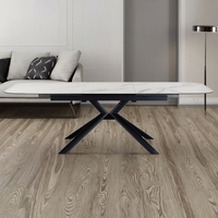 Usine chinoise vend personnalisé moderne lumière luxe pieds en métal en céramique table de table en verre trempé meubles de salle à manger table pliable