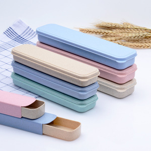 Boîte de rangement <span class=keywords><strong>vide</strong></span> écologique réutilisable en paille de blé avec couvercle, étui de voyage pour <span class=keywords><strong>couverts</strong></span>/pailles/baguettes, personnalisable avec logo - Product Image 3