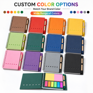 Juego de Cuadernos Ecológicos Reutilizables, Bloc de Notas Espiral con Bolígrafo, Marcadores Adhesivos, Logotipo Personalizado, Kit de Suministros para Oficina, Escuela, Eventos, Regalos - Product Image 4