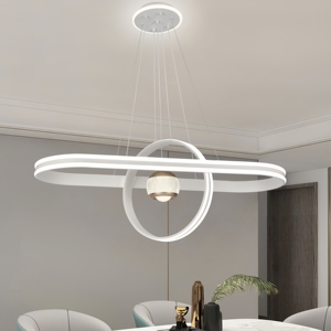 Lampadario Moderno Rettangolare 2027, 110V/220V 3CCT, Luce Pendente per Soffitti Bassi, Forma Ondulata, Lampadario da Cucina e Sala da Pranzo 140W - Product Image 6