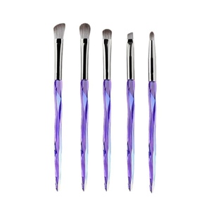 Ensemble de 5 pinceaux à paupières en fibres synthétiques <span class=keywords><strong>diamant</strong></span>ées, design dégradé coloré pour le maquillage des yeux et des sourcils - Product Image 2