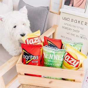 Pet Fun Foods Squeaky Dog Toys Lazy Doggies, Chew Plush Tough Durable Cute Design Impreso Juguetes interactivos de peluche - Product Image 1