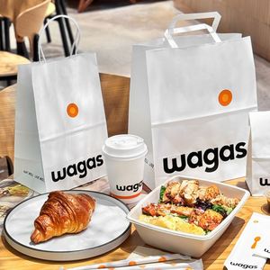 Sac de transport personnalisé en papier kraft épais pour la livraison de plats légers, la vente à emporter et le commerce de détail - Product Image 2