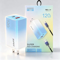 Cargador USB Tipo C PD de 120W con Enchufe Estadounidense para Carga Rápida de Teléfonos Móviles, con Cable USB C, Adaptador de Corriente USB-C de Carga Rápida de 120W