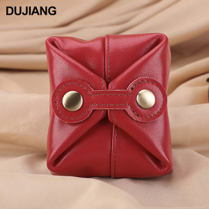 Dujiang Genuine Leather Coin <b>Purse</b> Compact Unisex Solid Color Wallet For Everyday Use - Product Image 1