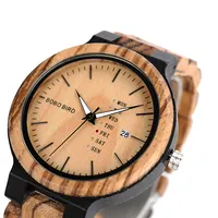 2019 BOBO pájaro reloj de pulsera de madera FECHA Y semana reloj de madera con correa de relojes de madera para los hombres