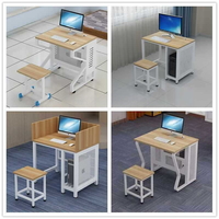 Bureau d'ordinateur rabattable, bureau de travail avec moniteur dissimulé, table d'ordinateur pour laboratoire informatique scolaire, bureau de formation pour salle de classe multimédia