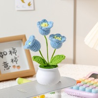 Dekorasi Rumah Pot Bunga Lily Valley Rajutan Tangan, Bunga Buatan Crochet, Gaya Alami untuk Kembali ke Sekolah