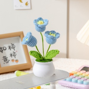 <span class=keywords><strong>Lirio</strong></span> de los Valles Tejido a Mano en Maceta, Decoración para el Hogar, Flores Artificiales de Ganchillo, Estilo Natural para el Regreso a Clases - Product Image 3