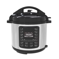 Olla a Presión Eléctrica Programable de Acero Inoxidable de 6L y 1000W con Pantalla LED, 10 Protecciones de Seguridad, Control Digital, Uso Doméstico