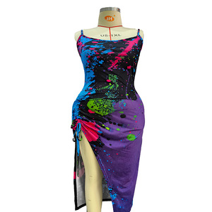 Nuovo Arrivo <span class=keywords><strong>Abito</strong></span> Estivo Casual in Poliestere <span class=keywords><strong>Senza</strong></span> Maniche da Donna, Vestito <span class=keywords><strong>Midi</strong></span> Bodycon con Spacco Taglie Forti - Product Image 5