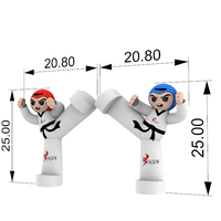 Prix d'usine, éclairage LED, gonflable, personnage de dessin animé de garçon de taekwondo, gonflables publicitaires pour une promotion efficace